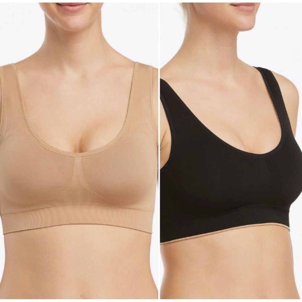 Spanx Breast Of Both Worlds Wireless Reversible Comfort Bra Size XL Beige